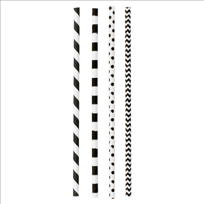 PAILLES DROITES À FRANGES ET À POIS 'PAPER' Ø0,60x20 CM ASSORTI PAPIER (3000 UNITÉS)