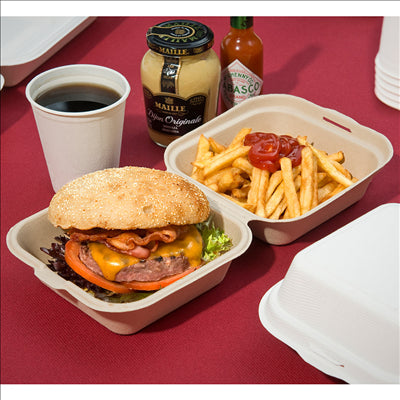 COQUILLES HAMBURGER 'BIONIC' 450 ML 15,2x15x8,4 CM NATUREL BAGASSE (600 UNITÉS)