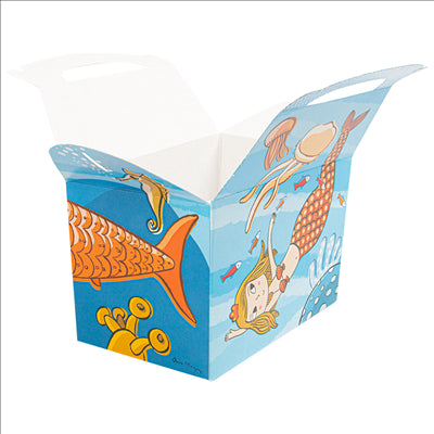 BOÎTES MENU ENFANT "FOND DE LA MER" 320 G/M2 15,50x10,50x17,50 CM QUADRICHROMIE CARTON (300 UNITÉS)