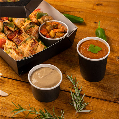 PETITS POTS 105 ML (3,5 oz) 210 + 18 PE G/M2 Ø6/4,5x5,8 CM NOIR CARTON (1000 UNITÉS)