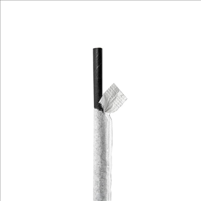 PAILLES DROITES SOUS SACHETS BLANCS 'PAPER' Ø0,60x20 CM NOIR PAPIER (3000 UNITÉS)