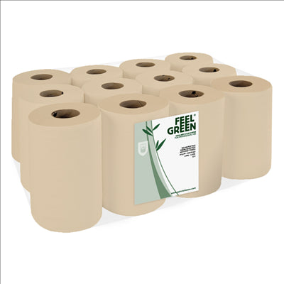 ESSUIE-MAINS "MINI-BARRIL" ECOLABEL 1 PLI - 300 FEUILLES 22 G/M2 Ø 13x20 CM NATUREL PAPIER RECYCLÉ (12 UNITÉS)