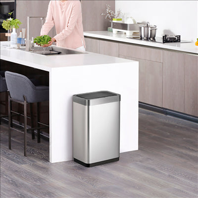 POUBELLE À DÉTECTEUR DE MOUVEMENT 47L 27,9x46,9x64,7 CM ARGENTE INOX (1 UNITÉ)