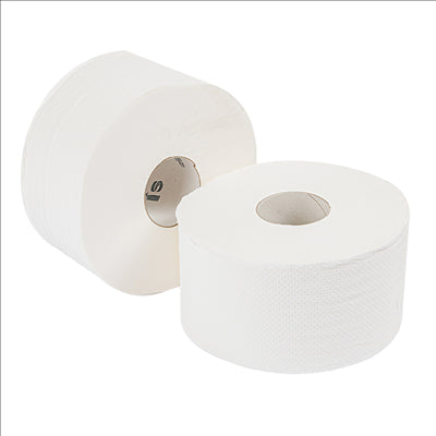 HYGIÉNIQUE "BABY JUMBO" ECOLABEL 2 PLIS - 0,5KG 17 G/M2 Ø19,5x9,5 CM BLANC OUATE (12 UNITÉS)