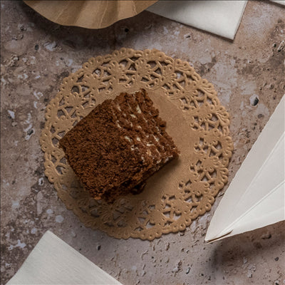 DENTELLES RONDES AJOURÉES  40 G/M2 Ø 9 CM NATUREL KRAFT (250 UNITÉS)