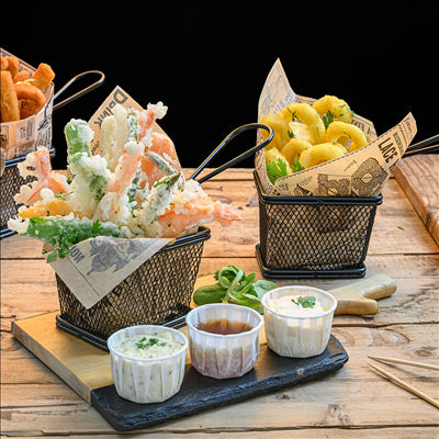 MINI FRITEUSES 1 PORTION 'ARTINOX' 10x7,8x7 CM NOIR ACIER (6 UNITÉS)