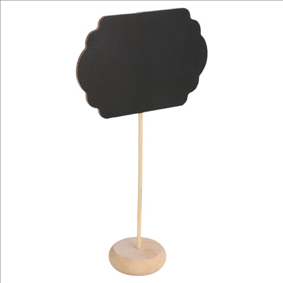 3 U. MINI ARDOISES FORME NUAGE + PIÉDESTAL 9x6x10 CM NOIR BOIS (12 UNITÉS)