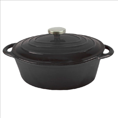 COCOTTE OVALE AVEC COUVERCLE 4500 ML 30,5(37,5)x23x11,5 CM NOIR FER (2 UNITÉS)