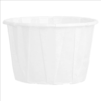POTS TRAITEUR PAPIER PLISSÉ 60 ML (2 oz) 80 G/M2 Ø5,5/3,9x3,5 CM BLANC PARCH.INGRAISSABLE (1000 UNITÉS)