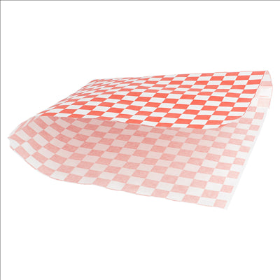 PAPIER INGRAISSABLES OUVERT 2 CÔTÉS FAST FOOD 'FITIPALDI' 32 G/M2 17x18 CM ROUGE PARCH.INGRAISSABLE (500 UNITÉS)
