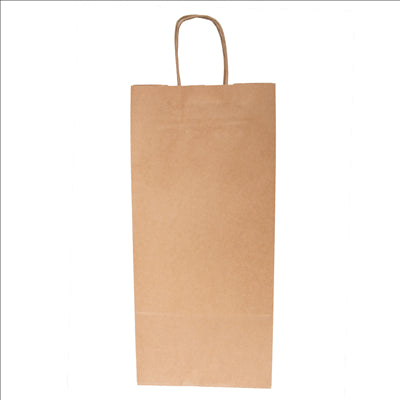 SACS SOS AVEC ANSES 2 BOUTEILLES  100 G/M2 18+10x39 CM NATUREL KRAFT (250 UNITÉS)
