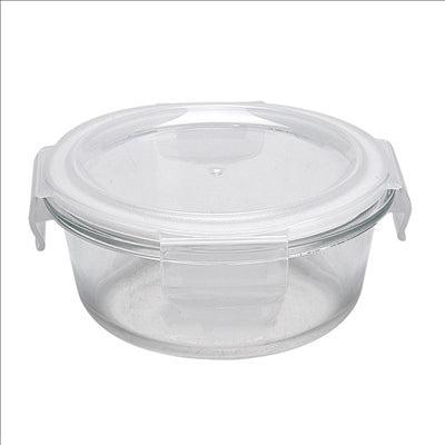 RÉCIPIENTS RONDS AVEC COUVERCLE 'WAKI GLASS' 400 ML Ø 13x5,5/6,3 CM TRANSPARENT VERRE (6 UNITÉS)