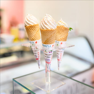 DISPLAY POUR 4 PETITS CORNETS 15x15x15 CM TRANSPARENT ACRYLIQUE (1 UNITÉ)