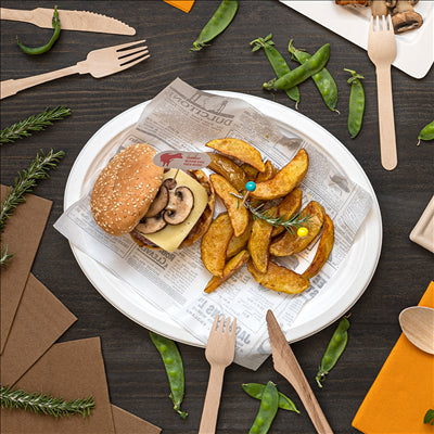 PLATEAUX OVALES 'BIONIC' 31,8x25,5x2,2 CM BLANC BAGASSE (600 UNITÉS)