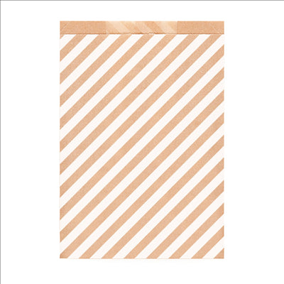 SACHETS PLATS RAYURES  60 G/M2 26+9x38 CM NATUREL KRAFT VERGÉ (250 UNITÉS)