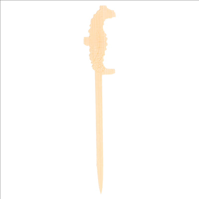 PIQUES "HIPPOCAMPE" 9 (h) CM NATUREL BAMBOU (100 UNITÉS)