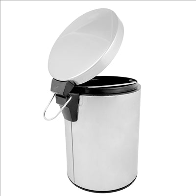 POUBELLE À PÉDALE AVEC RÉCEPTACLE INTÉRIEUR 5 L Ø 20,5x28 CM ARGENTE INOX (1 UNITÉ)