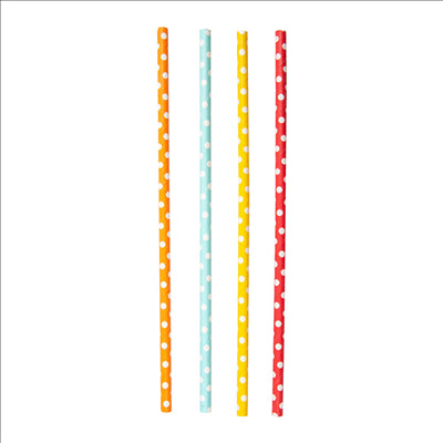 PAILLES DROITES À POIS 'PAPER' Ø0,60x21 CM ASSORTI PAPIER (3000 UNITÉS)