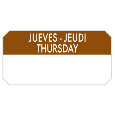 1000 U. ÉTIQUETTES ADHESIVES "JEUDI" 5x2,5 CM MARRON ADHESIF (1 UNITÉ)