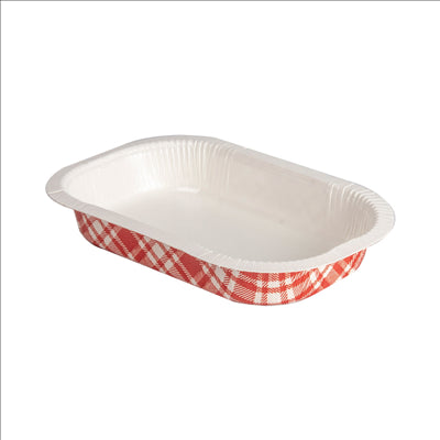 BARQUETTES THERMO FIXANTES 'VICHY' 240 ML 390 G/M2 + 25G/M2 PET 16x10x2,5 CM BLANC CARTON (1200 UNITÉS)