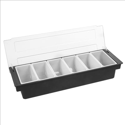 DISTRIBUTEUR À CONDIMENTS 6 COMPART. 49,5x15,7x9 CM NOIR PS (1 UNITÉ)