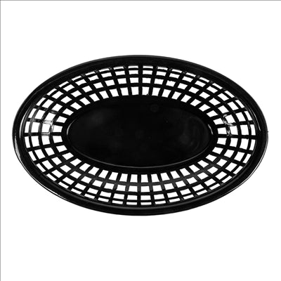 CORBEILLES OVALES 24x15x4,5 CM NOIR PP (12 UNITÉS)