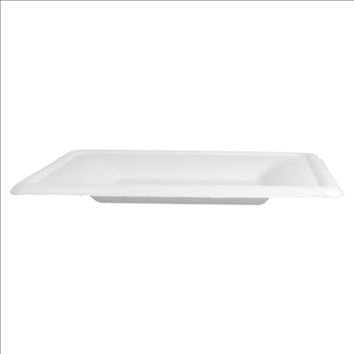 ASSIETTES CARRÉES 'BIONIC' 16x16x1,5 CM BLANC BAGASSE (500 UNITÉS)