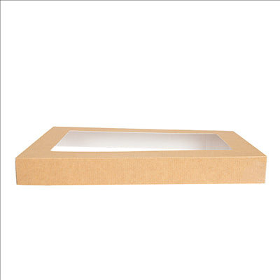 COUVERCLES AVEC FENÊTRE POUR BOÎTES 254.72 'THEPACK' 240 G/M2 22x15x2 CM NATUREL CARTON ONDULÉ NANO-MICRO (200 UNITÉS)