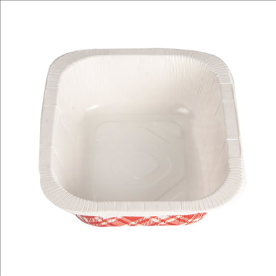 BARQUETTES THERMO FIXANTES GN1/8 'VICHY' 505 ML 360 G/M2 + 25G/M2 PET 16,1x12,9x4,3 CM BLANC CARTON (720 UNITÉS)