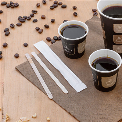AGITATEURS CAFÉ EN SACHET INDIVIDUEL 0,6x14x0,1 CM NATUREL BOIS (500 UNITÉS)
