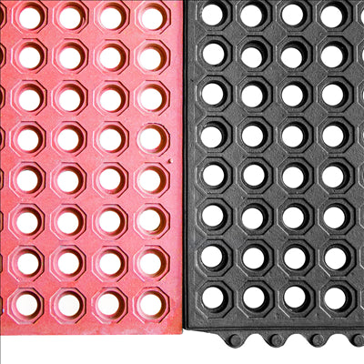 TAPIS ANTI-FATIGUE 'INTERLOCKING' 91,4x91,4x1,4 CM ROUGE GOMME (1 UNITÉ)