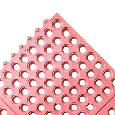 TAPIS ANTI-FATIGUE 'INTERLOCKING' 91,4x91,4x1,4 CM ROUGE GOMME (1 UNITÉ)