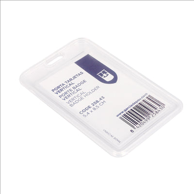 PORTE BADGE VERTICAL 5,4X8,5 CM TRANSPARENT PP (50 UNITÉS)