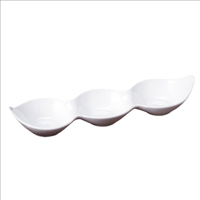 RÉCIPIENTS ALLONGÉS 3 COMP. 29,5x8,3x4,2 CM BLANC PORCELAINE (12 UNITÉS)