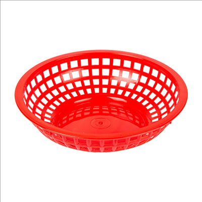 CORBEILLES RONDES Ø 20x5 CM ROUGE PP (12 UNITÉS)