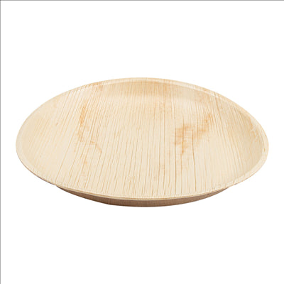 ASSIETTES RONDES 'ARECA' Ø 25x2,5 CM NATUREL ARECA (200 UNITÉS)