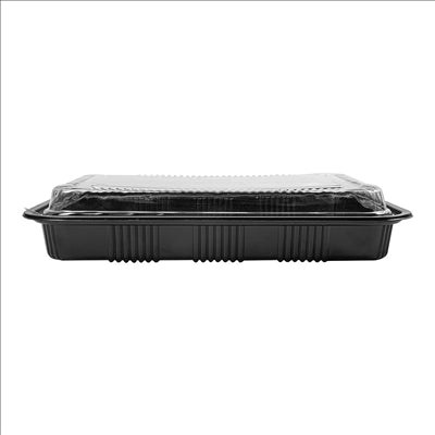 SETS BARQUETTES + COUVERCLES 25x18,3x5,6 CM NOIR PS (300 UNITÉS)