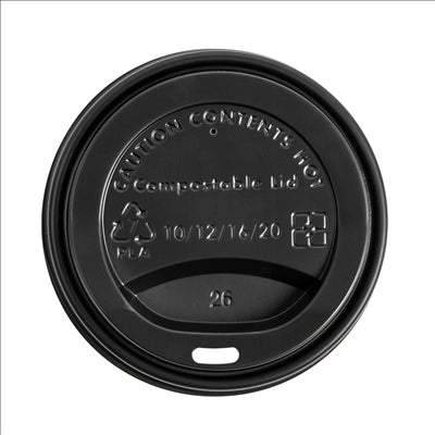 COUVERCLES POUR GOBELETS 360 ML 'BIODEGRADABLE' NOIR CPLA (1000 UNITÉS)
