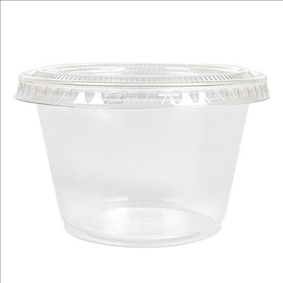 50 PETITS POTS + 50 COUVERCLES 120 ML Ø7,4x4,6 CM TRANSPARENT PP (24 UNITÉS)