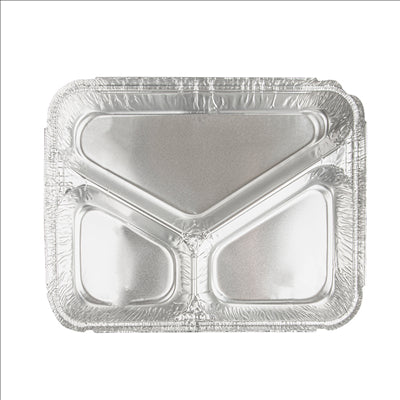 RÉCIPIENTS 3 COMPARTIMENTS 380/220/166 ML 22,7x17,7x3 CM ALUMINIUM (800 UNITÉS)