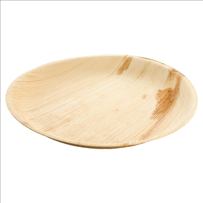 ASSIETTES RONDES 'ARECA' Ø 23x2 CM NATUREL ARECA (100 UNITÉS)