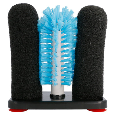 LAVE-VERRES 2 ÉPONGES + 1 BROSSES 10x18,7x19,5 CM ASSORTI LDPE (1 UNITÉ)