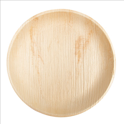 ASSIETTES RONDES 'ARECA' Ø 25x2,5 CM NATUREL ARECA (200 UNITÉS)