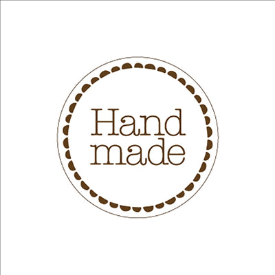 1000 U. ÉTIQUETTES ADHÉSIVES "HAND MADE" Ø 4 CM BLANC ADHESIF (1 UNITÉ)