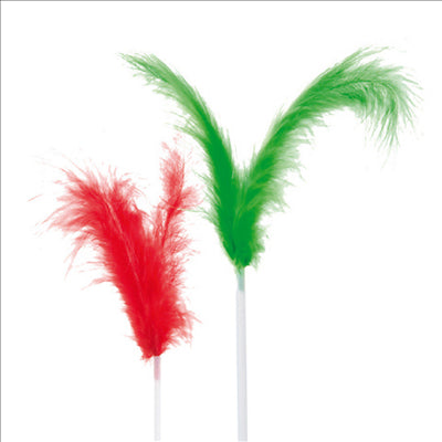 DÉCORS POUR GLACES "PLUMES COCKTAIL" 17 (h) CM ASSORTI (144 UNITÉS)