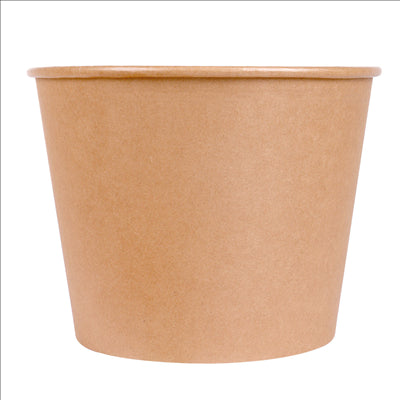 CONTAINERS POULET + COUVERCLES 4500 ML 337 + 18PE G/M2 Ø 21,6/16x16,6 CM NATUREL KRAFT (120 UNITÉS)