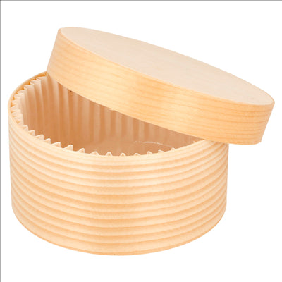 MINI BOÎTES CYLINDRIQUES + CARTON ET CAPSULE Ø 8x4 CM NATUREL BOIS (200 UNITÉS)