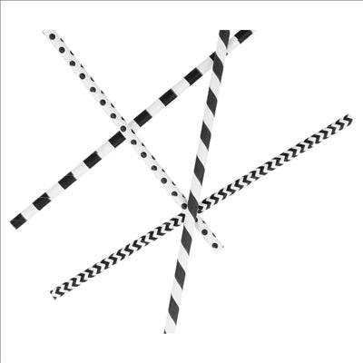 PAILLES DROITES À FRANGES ET À POIS 'PAPER' Ø0,60x20 CM ASSORTI PAPIER (3000 UNITÉS)