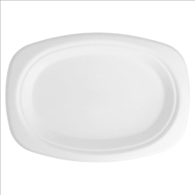 PLATEAUX OVALES 'BIONIC' 23,3x16,5x2 CM BLANC BAGASSE (800 UNITÉS)