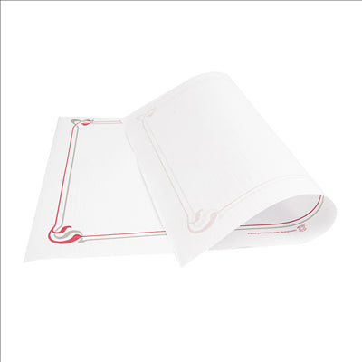 SETS DE TABLE BORDEAUX & GRIS 'MAXIM' 48 G/M2 31x43 CM BLANC CELLULOSE (2000 UNITÉS)